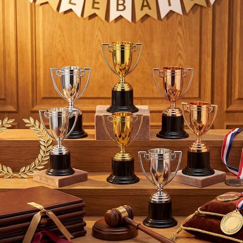 60 Pcs Mini Trophies Bulk 4 Inch Gold Silver Bronze Small Trophy Cups Set Plastic Award Trophy Cups for Party Favors Sports Rewards Winning Prizes Ceremony Competition in Saudi Arabia