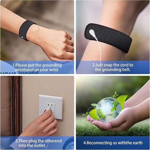 حصيرة التأريض للنوم والطاقة والتوازن والعلاج المتصل بالأرض. التأريض الداخلي في المنزل والمكتب والعمل. بما في ذلك سلك التأريض بطول 15 قدمًا وحزام معصم التأريض (26.7 × 10 بوصة) in Kuwait