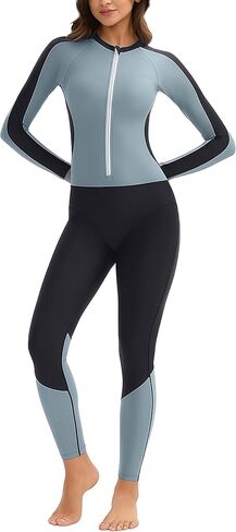 SEAUR One Piece Swimsuit for Women Sun Protection Full Body Wetsuit Long Sleeve Dive Skin Surf Rash Guard with Built in Bra in Saudi Arabia