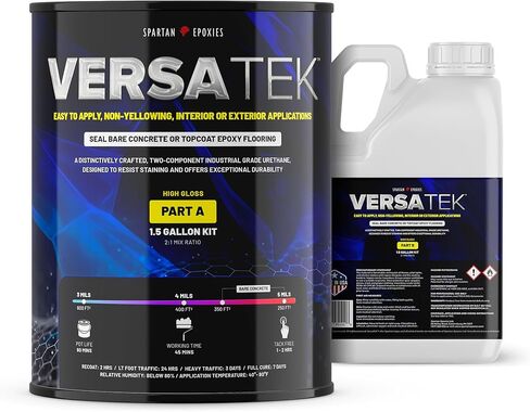 Protective Urethane Coating for Concrete Floors, Industrial Grade, 2 Component, High Gloss, 43% Solids, Interior and Exterior, Seal Bare Concrete, Apply over Epoxy Flooring (3 Gallon Kit) in Saudi Arabia
