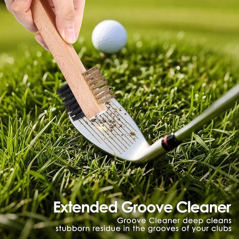 Feekoon 2 Pcs Wood Golf Club Brush, Groove Cleaner with Rope and Metal Clip, Oversized Brush Head, Heavy Duty Nylon Bristles for Cleaning Grooves on Clubs Golf Accessories in Kuwait