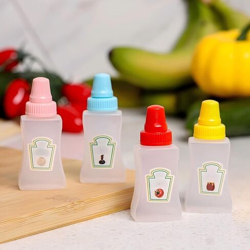 4 Pcs Mini Condiment Bottles,Portable Condiment Squeeze Bottles for Ketchup, Mustard,Syrup,Sauces,Seasonings in Saudi Arabia