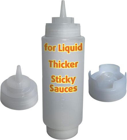 Squeeze Condiment Bottles - Squeeze Condiment Bottles for Sauces Commercial Grade Plastic Dispensers for Ketchup, Mustard, Sauces, Oils & Dressings - Easy Refill, Precision Nozzle (20 oz (1 Pack)) in Kuwait