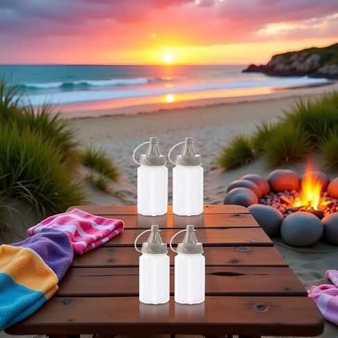 4pcs Mini Jam Squeeze Bottle Jar Sauce Seasoning Box with Lid, Squeeze Bottle Portable PP Kitchen Easy Clean Spices Storage Container in Saudi Arabia