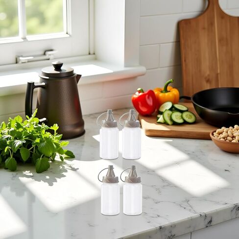 4pcs Mini Jam Squeeze Bottle Jar Sauce Seasoning Box with Lid, Squeeze Bottle Portable PP Kitchen Easy Clean Spices Storage Container in Saudi Arabia