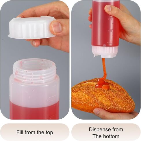 4 Pcs Refillable Squeeze Bottles 20 oz Large Condiment Squeeze Bottle Inverted Plastic Tip Sauce Dispenser Bottle for Sauces Ketchup Sour Cream Self Sealing Syrup Dispenser for Restaurants(White) in Saudi Arabia