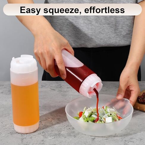 4 Pcs Refillable Squeeze Bottles 20 oz Large Condiment Squeeze Bottle Inverted Plastic Tip Sauce Dispenser Bottle for Sauces Ketchup Sour Cream Self Sealing Syrup Dispenser for Restaurants(White) in Saudi Arabia