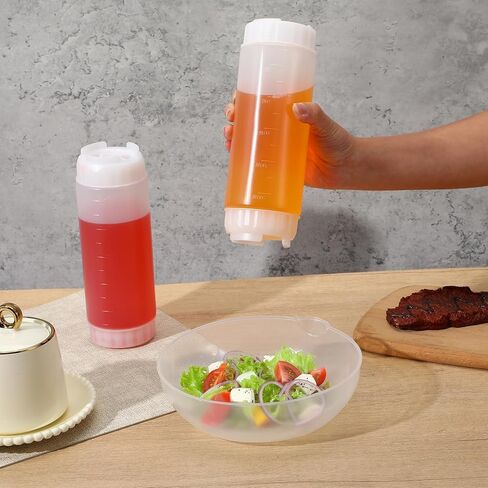 4 Pcs Refillable Squeeze Bottles 20 oz Large Condiment Squeeze Bottle Inverted Plastic Tip Sauce Dispenser Bottle for Sauces Ketchup Sour Cream Self Sealing Syrup Dispenser for Restaurants(White) in Saudi Arabia