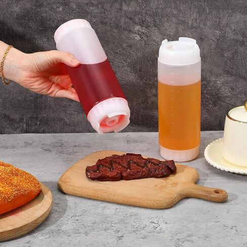 4 Pcs Refillable Squeeze Bottles 20 oz Large Condiment Squeeze Bottle Inverted Plastic Tip Sauce Dispenser Bottle for Sauces Ketchup Sour Cream Self Sealing Syrup Dispenser for Restaurants(White) in Saudi Arabia