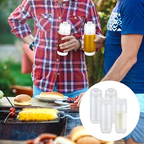 4 Pcs Refillable Squeeze Bottles 20 oz Large Condiment Squeeze Bottle Inverted Plastic Tip Sauce Dispenser Bottle for Sauces Ketchup Sour Cream Self Sealing Syrup Dispenser for Restaurants(White) in Saudi Arabia