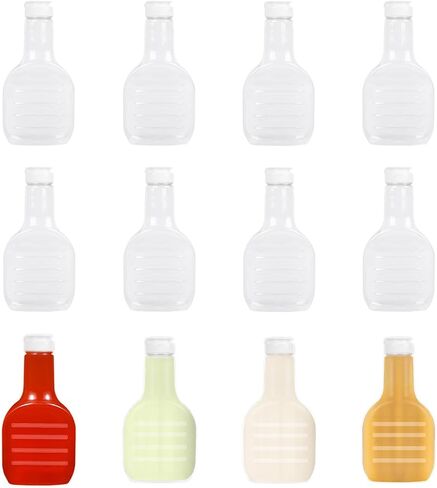 12 عبوة من زجاجات تزيين السلطة البلاستيكية الشفافة سعة 16 أونصة، زجاجات ضغط فارغة كبيرة مع أغطية علوية بيضاء للشواء والتوابل والصلصة والكاتشب وتتبيل السلطة in Kuwait