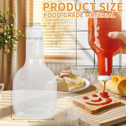 12 عبوة من زجاجات تزيين السلطة البلاستيكية الشفافة سعة 16 أونصة، زجاجات ضغط فارغة كبيرة مع أغطية علوية بيضاء للشواء والتوابل والصلصة والكاتشب وتتبيل السلطة in Kuwait