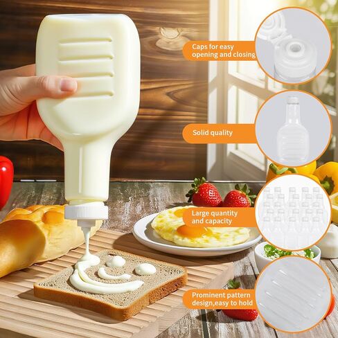 12 عبوة من زجاجات تزيين السلطة البلاستيكية الشفافة سعة 16 أونصة، زجاجات ضغط فارغة كبيرة مع أغطية علوية بيضاء للشواء والتوابل والصلصة والكاتشب وتتبيل السلطة in Kuwait