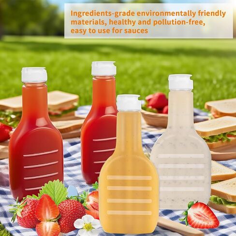 12 عبوة من زجاجات تزيين السلطة البلاستيكية الشفافة سعة 16 أونصة، زجاجات ضغط فارغة كبيرة مع أغطية علوية بيضاء للشواء والتوابل والصلصة والكاتشب وتتبيل السلطة in Kuwait