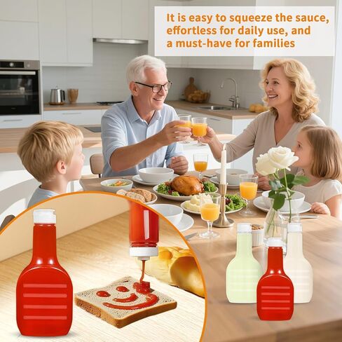 12 عبوة من زجاجات تزيين السلطة البلاستيكية الشفافة سعة 16 أونصة، زجاجات ضغط فارغة كبيرة مع أغطية علوية بيضاء للشواء والتوابل والصلصة والكاتشب وتتبيل السلطة in Kuwait