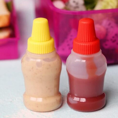 2pcs/set 25ML Mini Tomato Ketchup Bottle Portable Small Sauce Container Salad Dressing Container Pantry Containers for Bento Box in Saudi Arabia