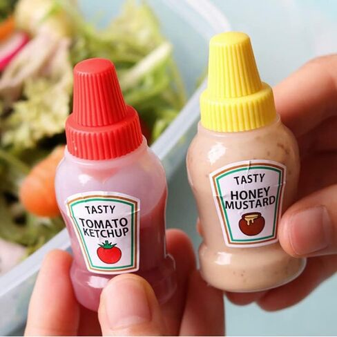 2pcs/set 25ML Mini Tomato Ketchup Bottle Portable Small Sauce Container Salad Dressing Container Pantry Containers for Bento Box in Saudi Arabia