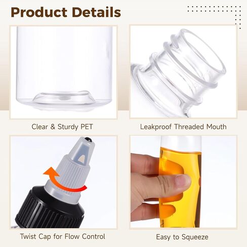 100 قطعة من زجاجات الضغط البلاستيكية، أدوات توزيع زيت الشعر الشفافة بأغطية علوية ملتوية، وموزعات بهارات فارغة مانعة للتسرب، وزجاجات صغيرة قابلة لإعادة الملء للسوائل والأحبار والدهانات والمواد اللاصقة in Kuwait