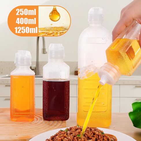 Condiment Squeeze Bottles, Ketchup Mustard Bottle with Caps Scale, Squirt Bottles for Sauces, Oil, Salad Dressings, Honey (250ml) in Saudi Arabia