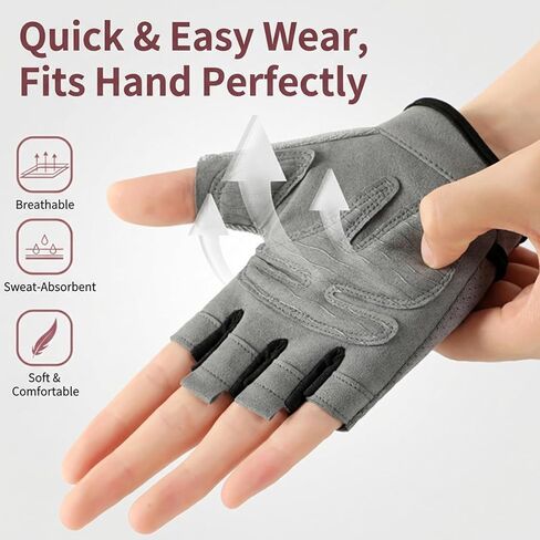 قفازات تمرين مسامية للنساء، قفازات رفع الأثقال للصالة الرياضية وركوب الدراجات والتمارين واللياقة البدنية والتدريب، مع قبضة ممتازة ومنصات وسادة - وردي in Kuwait