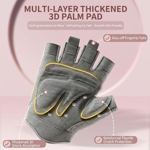 قفازات تمرين مسامية للنساء، قفازات رفع الأثقال للصالة الرياضية وركوب الدراجات والتمارين واللياقة البدنية والتدريب، مع قبضة ممتازة ومنصات وسادة - وردي in Kuwait