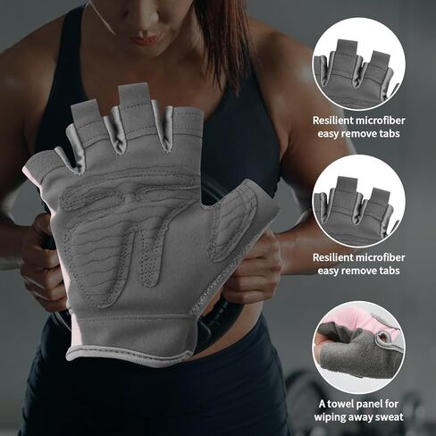 قفازات تمرين مسامية للنساء، قفازات رفع الأثقال للصالة الرياضية وركوب الدراجات والتمارين واللياقة البدنية والتدريب، مع قبضة ممتازة ومنصات وسادة - وردي in Kuwait