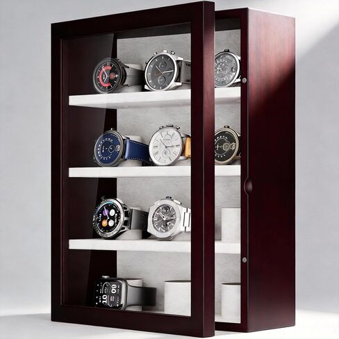 TJ.Moree 9 فحوصات شاشة عرض ، صندوق مراقبة Wall Mount Wooden ، صندوق ساعة تخزين رأسي للرجال in Kuwait