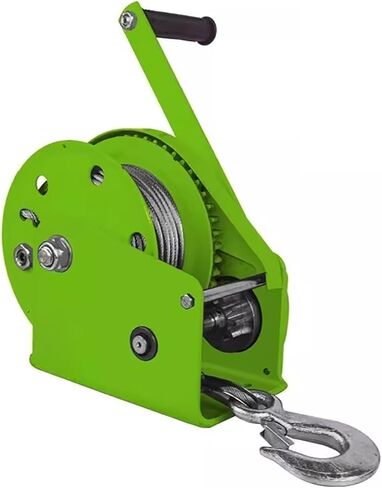 Hand Winch with 10M/32.8FT Wire Rope and Alloy Hook, Capacity 1100KG/2400LB Marine Winch, bi-Directional Ratchet Lock Trailer Winch, Gear Ratio 8:1 Hand Winch(Without Wire Rope 800kg/1763lb) in Saudi Arabia