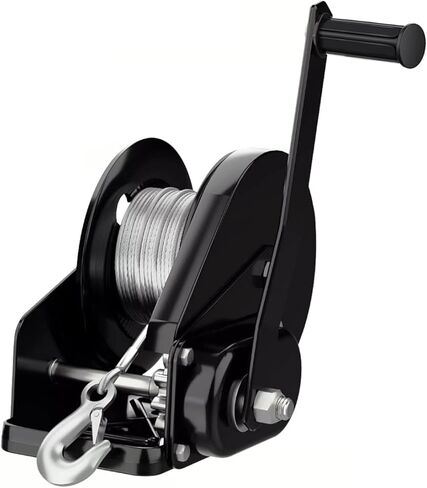 1100kg/2400lb Capacity Hand Crank Winch Marine Winch, bi-Directional self-Locking Boat Trailer Winch, Crank Winch with 15m/49.2ft Wire Rope, wear-Resistant Gearing(15m/49.2ft) in Saudi Arabia