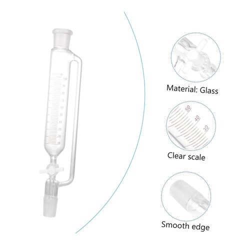 Cylindrical Glass Separatory Funnel with PTFE Stopcock Capacity for Efficient Liquid Separation Laboratories Borosilicate Material Design for Different Densities in Saudi Arabia