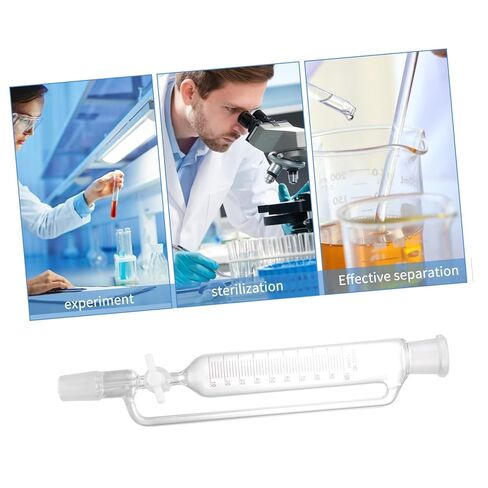 Cylindrical Glass Separatory Funnel with PTFE Stopcock Capacity for Efficient Liquid Separation Laboratories Borosilicate Material Design for Different Densities in Saudi Arabia