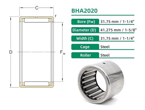 2PCS BHA2020 BHA2020Z BHA2020ZOH Drawn Cup Needle Roller Bearings 31.75 * 41.275 .75mm in Saudi Arabia