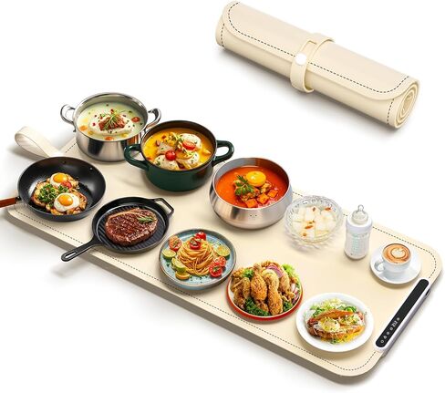 Warming Mat for Food - Electric Warming Tray, XXL(36"x16") Food Warmer Mat with Fast Full Surface Heating, Silicone Heating Mat for Party Buffet, Great Gift for Women, Hosts, New Homeowners (Beige) in Saudi Arabia