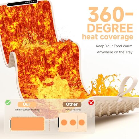 Warming Mat for Food - Electric Warming Tray, XXL(36"x16") Food Warmer Mat with Fast Full Surface Heating, Silicone Heating Mat for Party Buffet, Great Gift for Women, Hosts, New Homeowners (Beige) in Saudi Arabia