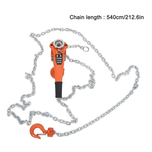 waltyotur Manual Lever Chain Hoist, 1-1/2 Ton (1.5T) 3300 lbs Capacity 20 FT Come Along, Auto Chain Leading & 360° Rotation Hook G80 Galvanized Carbon Steel with Weston Double-Pawl Brake in Kuwait