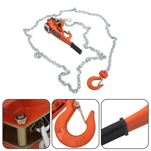 waltyotur Manual Lever Chain Hoist, 1-1/2 Ton (1.5T) 3300 lbs Capacity 20 FT Come Along, Auto Chain Leading & 360° Rotation Hook G80 Galvanized Carbon Steel with Weston Double-Pawl Brake in Kuwait