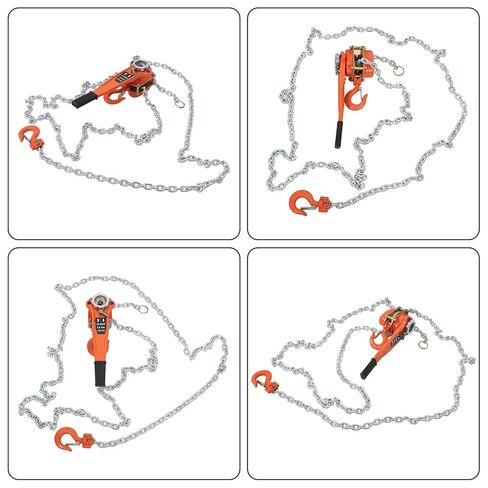 waltyotur Manual Lever Chain Hoist, 1-1/2 Ton (1.5T) 3300 lbs Capacity 20 FT Come Along, Auto Chain Leading & 360° Rotation Hook G80 Galvanized Carbon Steel with Weston Double-Pawl Brake in Kuwait