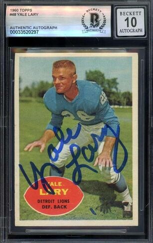 Yale Lary Gem Mint 10 Beckett BAS Signed 1960 Topps Autograph - NFL Autographed Football Cards in Saudi Arabia