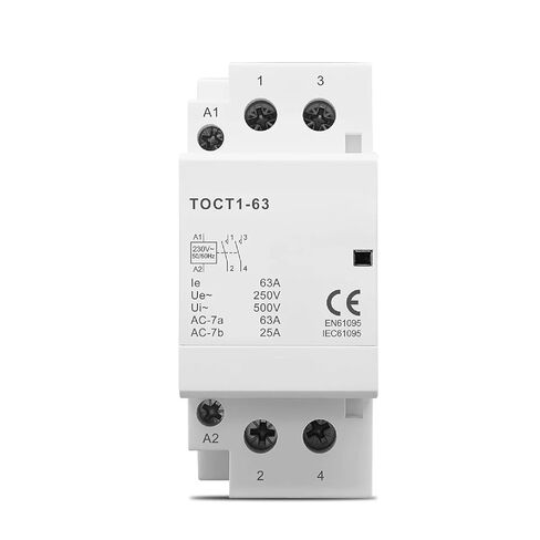 TOCT1-63 2P 63A Modular Contactor, 220V/230V 50/60Hz, Din Rail Household AC Contactor, Dual Pole CE Certified (2NC) in Kuwait