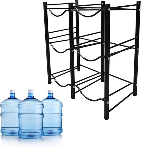 EVGATSAUTO 3-Tier 2-Row Water Bottle Holder Organizer, Carbon Steel, 6-Bottle Capacity, Vertical Space Saver, Home, Office, or Commercial Use, Black in Saudi Arabia