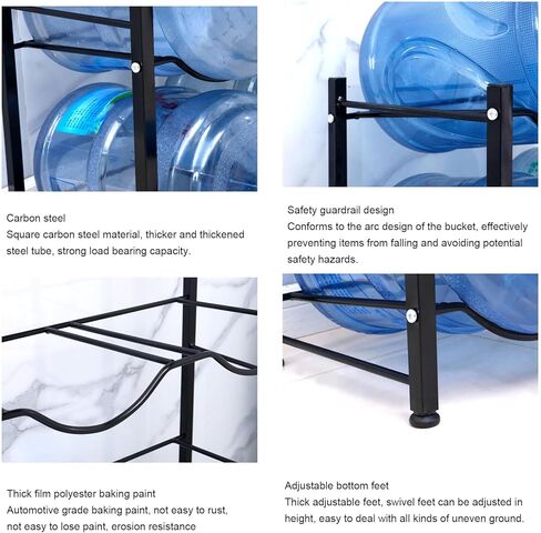 EVGATSAUTO 3-Tier 2-Row Water Bottle Holder Organizer, Carbon Steel, 6-Bottle Capacity, Vertical Space Saver, Home, Office, or Commercial Use, Black in Saudi Arabia