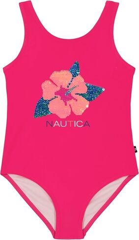 بدلة سباحة Nautica للفتيات من قطعة واحدة مع حماية من أشعة الشمس بعامل حماية من أشعة الشمس 50+، بدلة استحمام سريعة الجفاف in Saudi Arabia