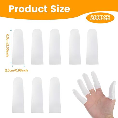200 قطعة من واقيات الأصابع القطنية - أكمام قماشية مريحة ومسامية لحماية أطراف الأصابع وأصابع القدم | واقيات الإبهام القابلة لإعادة الاستخدام للجروح والحروق والعناية بالجروح والحرف اليدوية (أبيض) in Kuwait