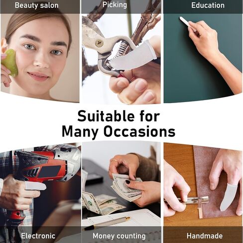 200 قطعة من واقيات الأصابع القطنية - أكمام قماشية مريحة ومسامية لحماية أطراف الأصابع وأصابع القدم | واقيات الإبهام القابلة لإعادة الاستخدام للجروح والحروق والعناية بالجروح والحرف اليدوية (أبيض) in Kuwait