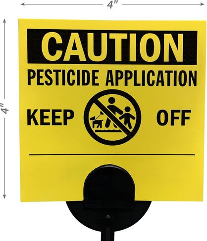 SmartSign (20-Pack) Caution Pesticide Application Keep Off Yard Sign with Stake, 16 mil HDPE Plastic Yellow/Black, 4"x4" Lawn Signs with 16" Stakes Kit, Made in USA in Saudi Arabia