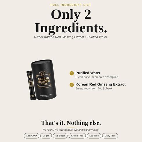 Authentic Korean Red Ginseng Extract 1500mg | Extra Strength Ginsenosides for Performance, Vitality, Immune Support | High Quality Ginseng Extract (30 Sticks) in Saudi Arabia