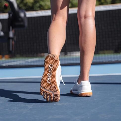 Peluva Court Ad-in | Women’s Five Toe, Zero Drop Tennis Shoe | Minimalist Barefoot Court Trainer | Perforated Leather Upper & Herringbone Gum Rubber Outsole White/Natural in Saudi Arabia