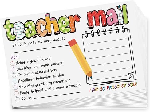 52PCS Teacher Mail Notes to Parents,Boho Rainbow Happy Notes for Parents,Motivational Good Behavior Incentive Cards,Positive Message Rewards for Preschool Kindergarten and Elementary School Teachers in Kuwait