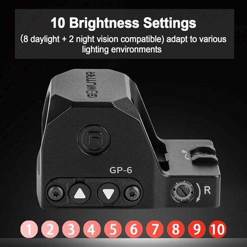 GOWUTAR GP-6 Red Dot Sight for Pistols - 3 MOA RMR Footprint Red Dot Optic - Motion Awake - 7075 Aluminum IPX7 Waterproof Open Reflex Sights in Kuwait
