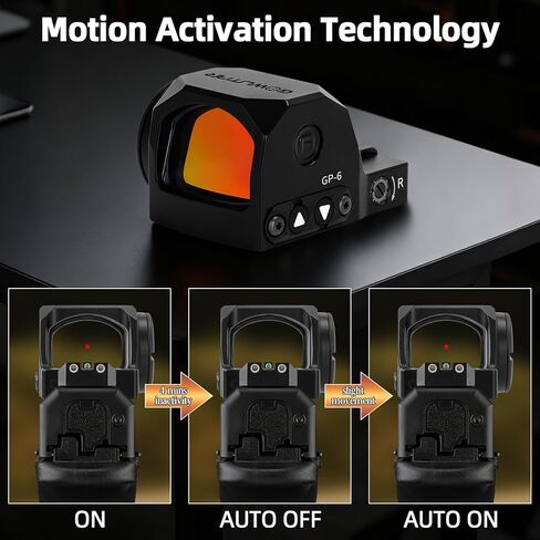 GOWUTAR GP-6 Red Dot Sight for Pistols - 3 MOA RMR Footprint Red Dot Optic - Motion Awake - 7075 Aluminum IPX7 Waterproof Open Reflex Sights in Kuwait